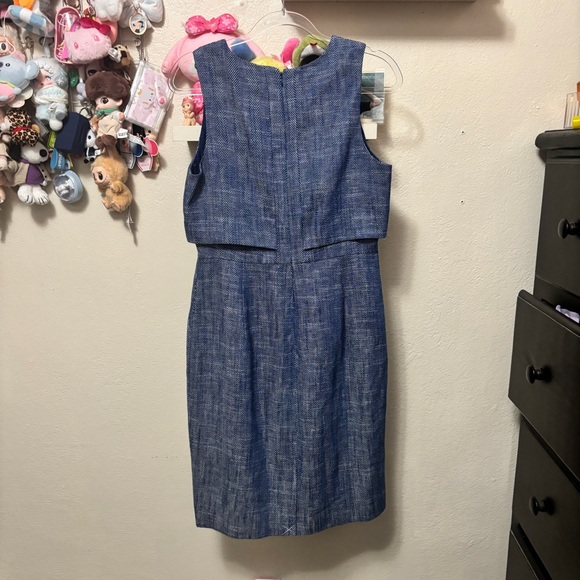 NWT J.Crew Going Places Sheath Tweed Dress Blue White Size 8 - Picture 7 of 8